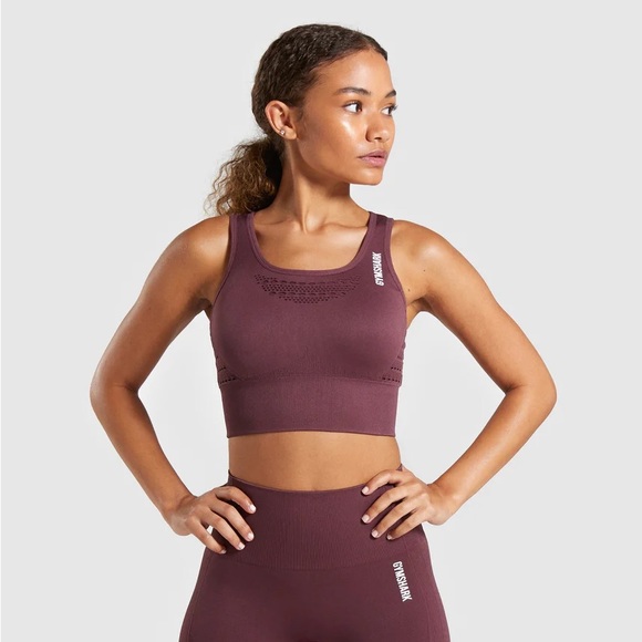Gymshark Energy+ Seamless Crop Top / sports bra / size M / Berry Red - Picture 5 of 8